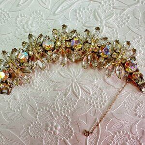Juliana D & E Vintage Rhinestone Bracelet Clear Aurora Borealis Crystal Cluster